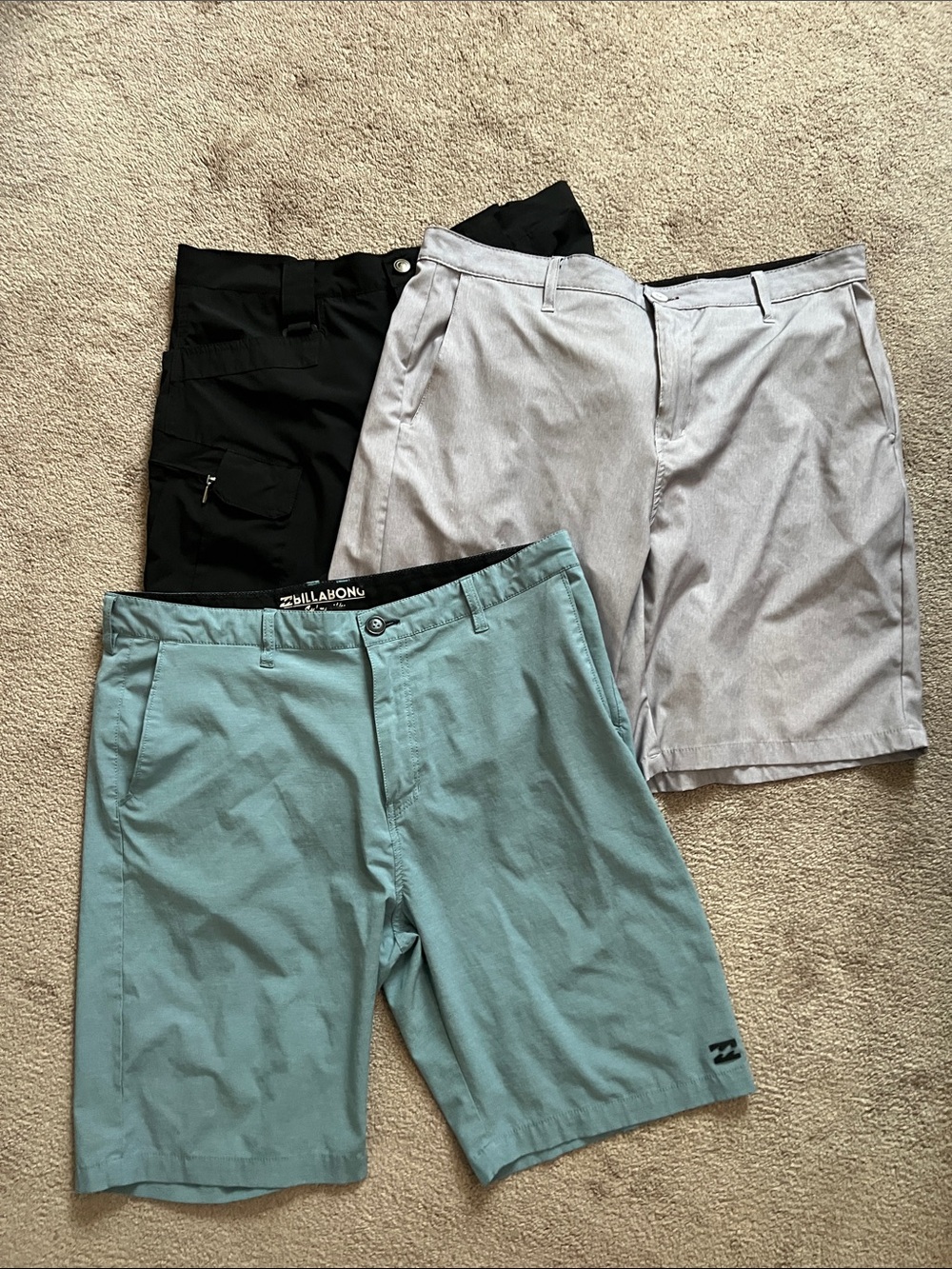 3 piece mens 36” lot/bundle quick dry shorts,Billabong,Ron Jon surf shop
